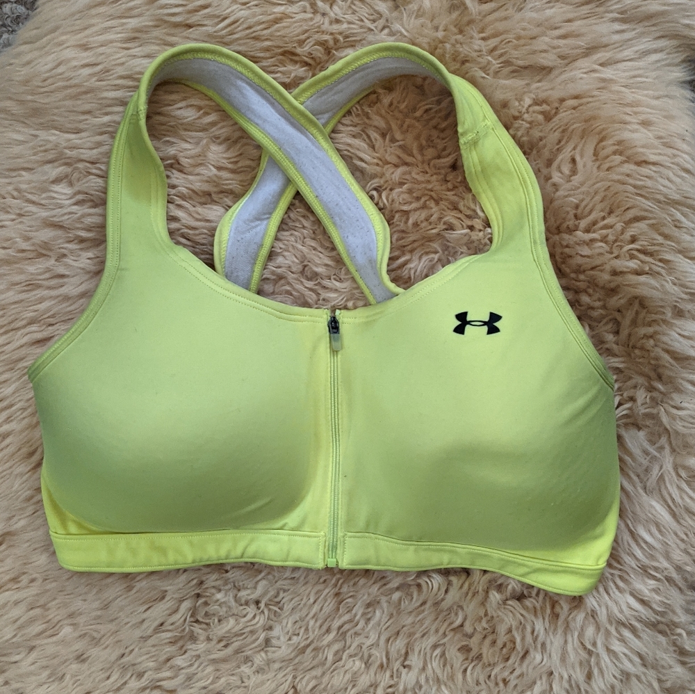 Neon, Zip Front, High Impact Sports Bra
